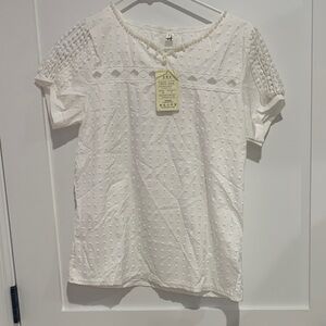 White Textured Blouse